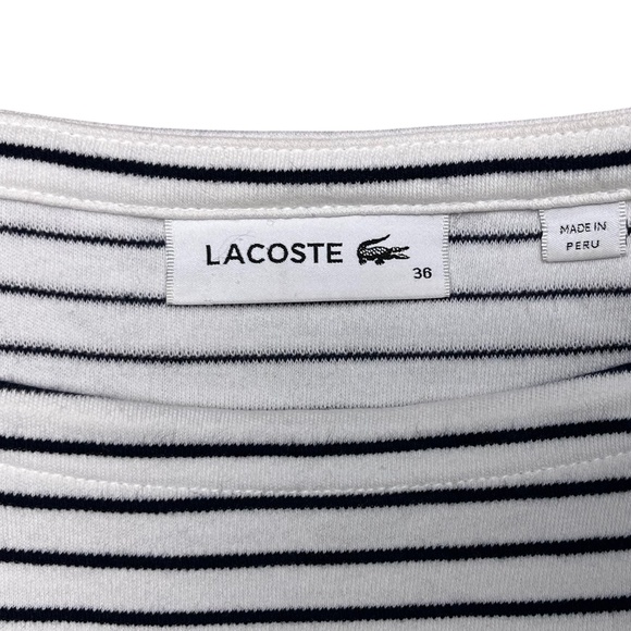 Lacoste Long Sleeve Cotton Navy Blue White Stripe Knit T-Shirt Dress Size 36 8 - Picture 5 of 9
